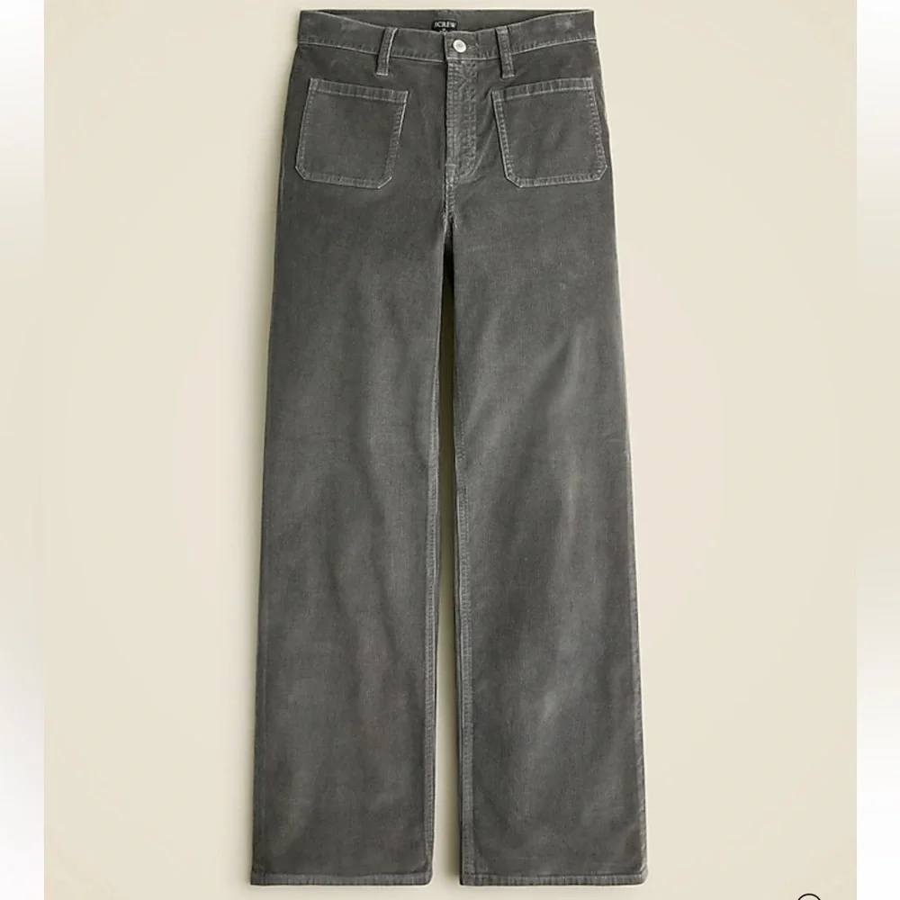 NWT JCREW Sailor slim-wide pant in stretch corduroy Size T30 Color Coal Grey - Picture 3 of 8
